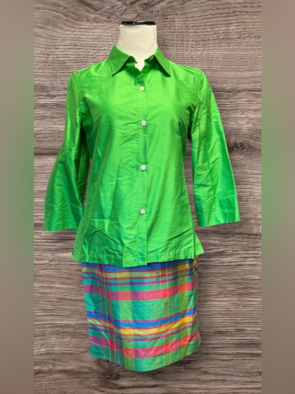 EUC Vintage Lauren Ralph Lauren Blouse (M) & Madre Taffeta Skirt (6) 2 piece